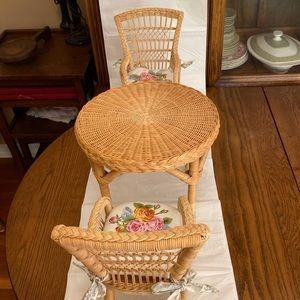 American Girl Wicker Table and Chairs